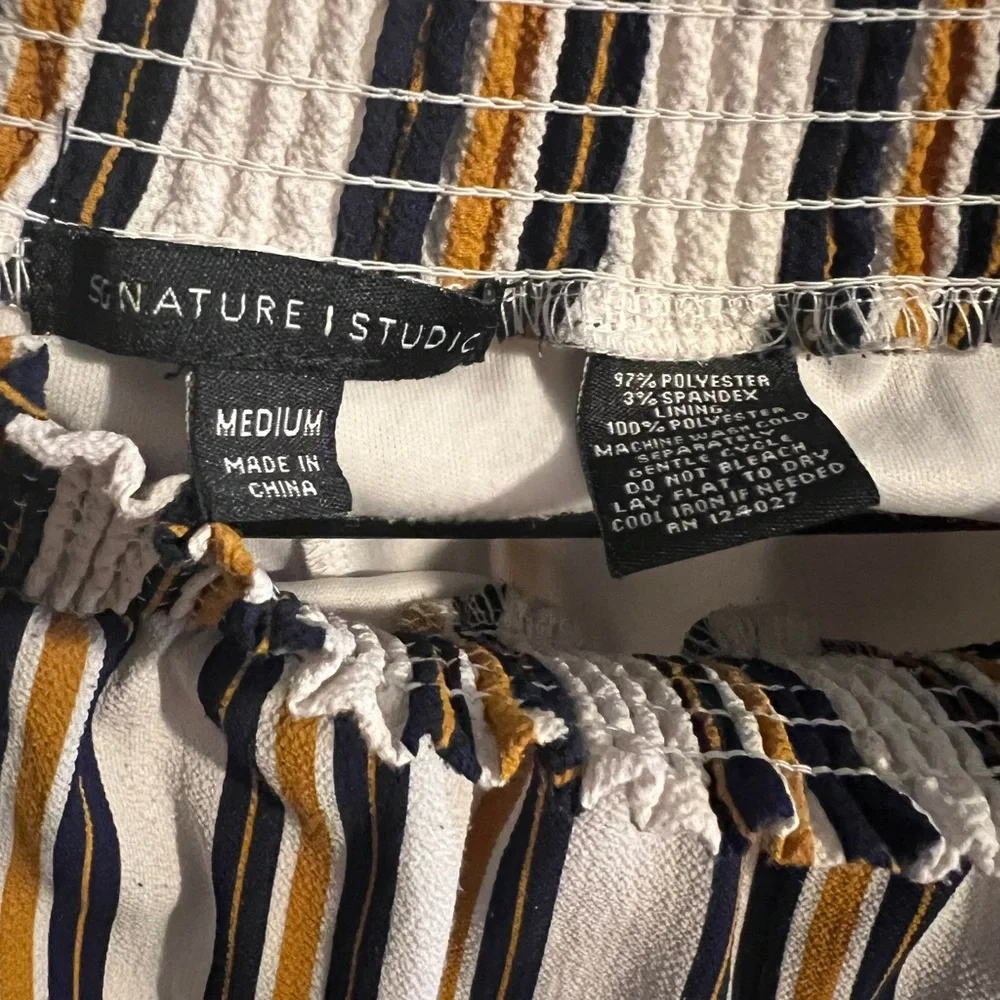 Signature Studio Black, Yellow, and White Striped Pants - Picture 2 of 2